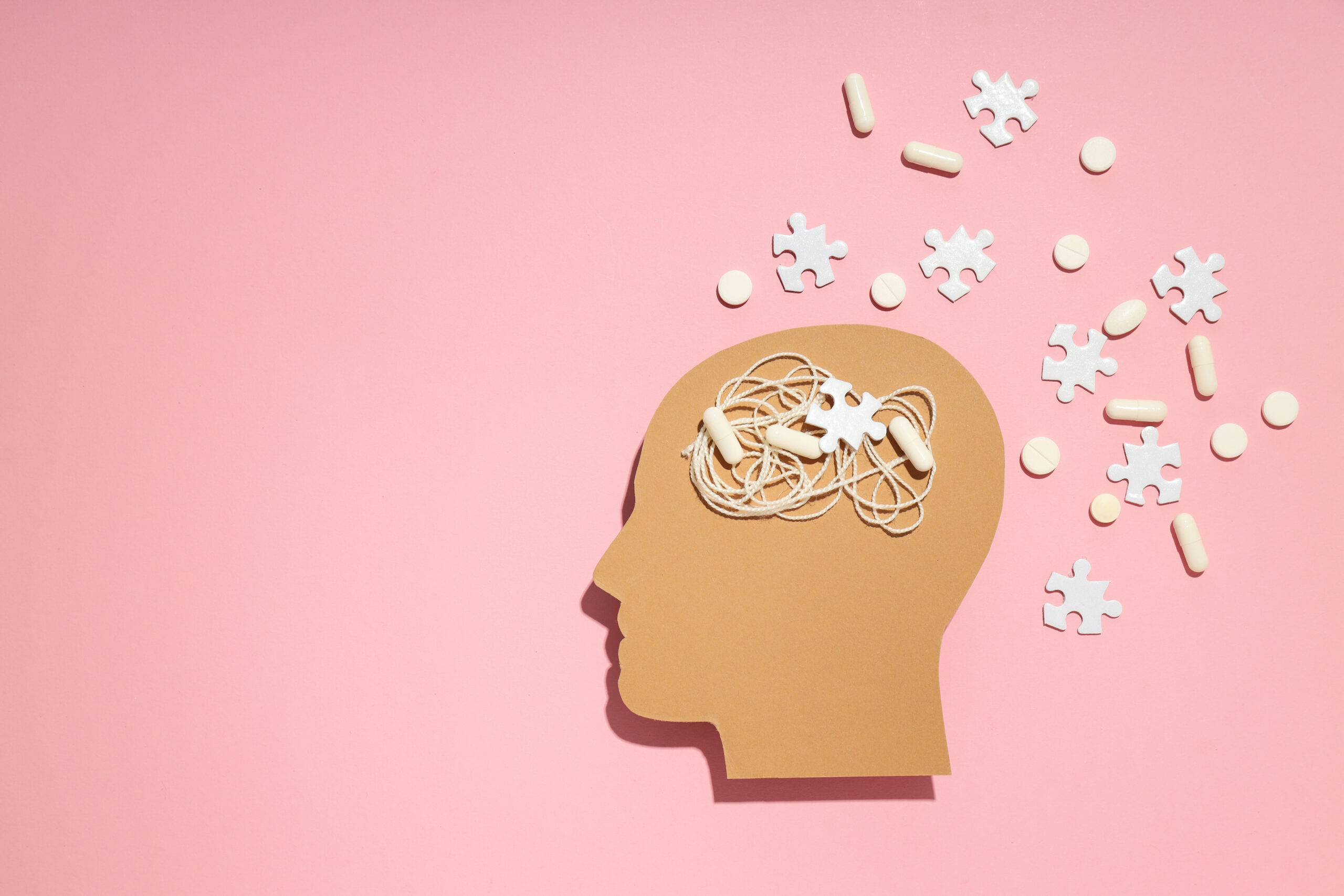 foto van een hoofd met puzzelstukjes