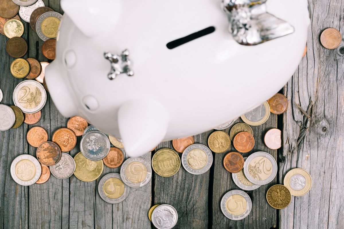 foto van spaarvarken met geld eruit
